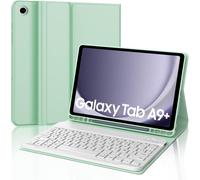 AZERTY Keyboard Case for Samsung Galaxy Tab A9+/A9 Plus 2023 11-Inch, French AZERTY Detachable Bluetooth Keyboard for Galaxy Tab A9 Plus 11 Inch 2023, Light Green