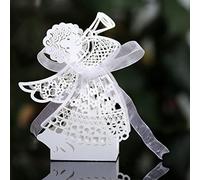 Azexcy Lot de 30 boîtes à dragées pour mariage, boîte cadeau de mariage, avec ruban, blanc