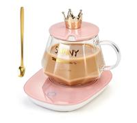 AZFUNN Ensemble de tasses chauffantes, chauffe-eau électrique avec tasse en | Tasse en verre de 368,5 g, emballage cadeau, capteur de gravité marche/arrêt automatique, température constante de 55 °C pour