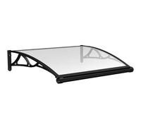 AZHANGYB Auvent VoûTé De Porte 80x120cm, Auvent De FenêTre avec Support Noir, Marquise en Polycarbonate Transparent, Porte RéSistante Toit Abri Protection Contre La Pluie Et UV