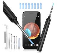 AZHE Otoscope Oreille 1296P Sans Fil Avec 6 LEDs Caméra Cure Oreille 3.5 mm | Compatible iOS Android, 8 Embouts Silicone, 7 Accessoires Métal, Pour Adultes et Enfants, Nettoyage Auriculaire