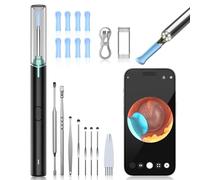 AZHE Otoscope Oreille Nettoyeur Camera 1920P HD, 6 LED | 7 accessoires pour iOS Android. Nettoyage auriculaire avec caméra HD 1920P et 6 leds. Cure oreille précis et pratique（ Noir）
