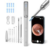 AZHE Otoscope Oreille Nettoyeur Camera 1920P HD, 6 LED | 7 accessoires pour iOS Android. Nettoyage auriculaire avec caméra HD 1920P et 6 leds. Cure oreille précis et pratique（Argent）