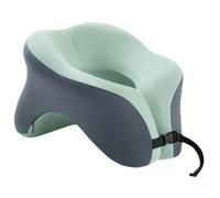 AZHKJKZH Coussin Avion Cou Oreiller De Voyage en Polyester pour Le Cou, Oreiller en Mousse À Mémoire De Forme pour Avion, Oreiller pour Le Visage vers Le Bas, Bras Relaxants Oreiller Portable(Grün)