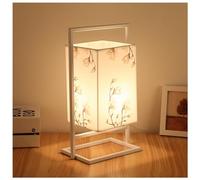 AZHKJKZH Lampe Table Lampe De Table Style Chinois avec Poignée, Bureau Rétro Décorée, Abat-Jour en Tissu Et Cadre Fer Forgé pour Home(B)
