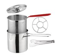 AZHKJKZH Panier À Friture Kit de friteuse avec couvercle panier et marmite à friture profonde en acier inoxydable Panier À Copeaux