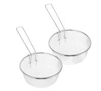 AZHKJKZH Panier À Friture Lot de 2 paniers ronds en maille d'acier inoxydable for friteuse Panier À Copeaux
