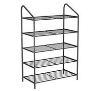 AZHKJKZH Stockage Organisateur Étagère À Chaussures en Fer 5 Niveaux Support De Grande Capacité Ou Organisateur Stockage Debout pour Vestiaire Et Couloir Salon pour Ranger Les Chaussures(Black)