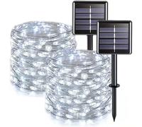 AZHU Guirlande Lumineuse Solaire, 2 Pack 300 LED 32M Guirlande Lumineuse Solaire avec 8 Modes Décoration Étanche Guirlande Lumineuse en Fil de Cuivre pour Patio Cour Fête de Mariage (Blanche)