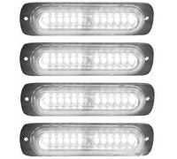 AZHU Lot De 4 feux Stroboscopiques d'urgence à LED Pour Voiture 12 Voyants Stroboscopiques 12 V/24 V Lampe Clignotante d'urgence Pour Camion, Véhicule Tout-terrain, VTT, Motos (blanche)