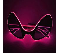 AZHU Lunettes Fluorescentes, Halloween Noël Alien Lunettes El Wire Light Up LED Glowing Festival Party Lunettes de Soleil Cadeaux (Rose)