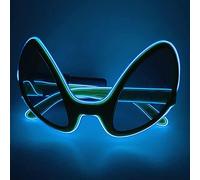AZHU Lunettes Fluorescentes, Halloween Noël Alien Lunettes El Wire Light Up LED Glowing Festival Party Lunettes de Soleil Cadeaux (Bleu)