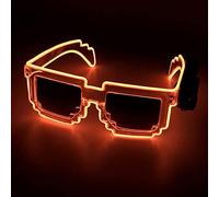 AZHU Lunettes Fluorescentes, Halloween Noël Mosaïque Forme Lunettes El Wire Light Up LED Glowing Festival Party Lunettes de Soleil Cadeaux (Orange)