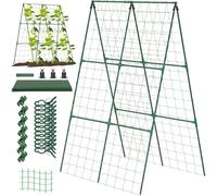 AZIDWERYQ 1 Ensemble de Treillis de Concombre pour lit surélevé 48x48 Treillis Jardin en métal Pliable Cadre A Support Plante Amovible pour Plantes grimpantes Tomate, courge, légumes Cadre A