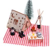 AZIDWERYQ 1 Set Dollhouse Miniatures Comprend Une Tente de Maison de poupée, Un Arbre Noël Miniature, Une Mini Nourriture, Un feu Camp Jouets, des lumières la Maison poupée et Plus pour la Micro