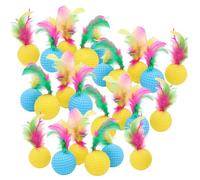 AZIDWERYQ 24 pièces Jouet de Balle de Chat, 1, 5 Jouets Chat colorés avec des Plumes balles interactives Jouet Golf en Plastique Balle Sport pour Chats d'intérieur (Couleur aléatoire) Jouets