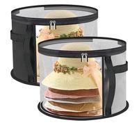 AZIDWERYQ 2pcs Boîte à Chapeau Rond avec Couvercle et fenêtre Transparent 16.5x10 Case de Porte-Chapeau Rond Organisateur avec Fermeture et poignée de Fermeture à glissière Contat Stockage Non