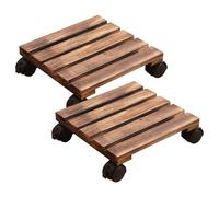 AZIDWERYQ 2pcs Plant Caddy avec Roues, Support de Pot à Fleurs carrés en Bois verrouillable de 12 Pouces, Support Plante Robuste pour Un Caddie à l'intérieur et en Plein air