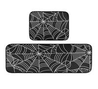 AZIDWERYQ 2PCS / Set Halloween Kitchen Mat, Tapis Web Non Glissant Tapis d'araignée Polyester Area Set Washable Comfort Standing Mat pour Les Halloween de Cuisine