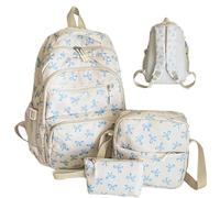 AZIDWERYQ 3pcs / ensemble Sac à dos mignon, sac d'école de capacité avec des sacs à gère multi-poche, glissière avec bracelet ajusté pour les adolescents Girls Cadeaux dos pour l'école