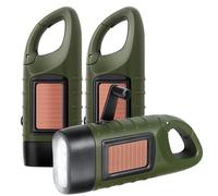 AZIDWERYQ 3Pcs Lampe de Poche à Manivelle LED Lampe de Poche à Énergie Solaire d'urgence avec Manivelle pour Équipement Survie Camping en Plein Air Randonnée Sac Dos Sécurité Vert