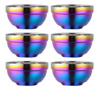 AZIDWERYQ 6pcs Bols en acier inoxydable pour enfants, isolation à double couche et lave-vaisselle SAFICE & Unbreakable Rice Bowl pour les adultes et les enfants Bols en acier inoxydable pour les
