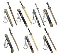 AZIDWERYQ 7pcs Mini épée, Ancienne clés de Porte clés de Porte Chinois Chinois Zinc chaire Ancienne modèle décoration Godet modèle Non coupé la Lame pour Hommes Femmes
