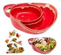 AZIDWERYQ Assiette à soupe et à sandwich Combo Bol céréales fendu en céramique en forme d'éventail résistant la chaleur avec poignée rétro Bols céréales anti-détrempés faciles nettoyer pour petit-déj