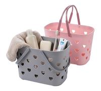 AZIDWERYQ Caddie de douche Portable, paquet de 2, panier douche en plastique en forme cœur avec poignée pour salle bain, dortoir et organisateur salle sport Portable