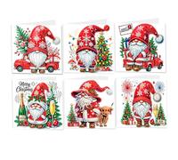 AZIDWERYQ Cartes de noël artistiques en diamant, 6 pièces, Kit d'art en diamant du père noël à faire soi-même pour adultes et enfants, carte de vœux 3D pour fête