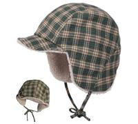 AZIDWERYQ Chapeau d'hiver avec Oreillettes, Bonnet Coupe-Vent Doux et Chaud à Carreaux, Casquette de crâne en Tricot réversible pour Femmes et Hommes, Chapeau de Trappeur d'extérieur