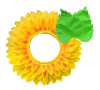 AZIDWERYQ Coiffe de tournesol, coiffe de fleur jaune avec gants en feuilles, ajoutez du soleil à votre tenue, accessoire costume d'Halloween, fleur 23 pouces