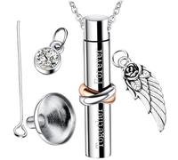 AZIDWERYQ Collier de cendres, bijoux de cendres cylindriques, colliers d'urne Together Forever pour, support commémoratif en acier titane pour bijoux crémation d'animaux humains pour