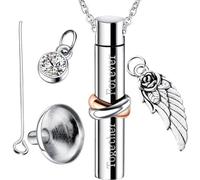 AZIDWERYQ Collier de cendres, bijoux de cendres cylindriques, colliers d'urne Together Forever pour, support commémoratif en acier titane pour bijoux d'animaux compagnie humains