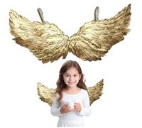 AZIDWERYQ Costume d'aile d'ange doré, Plumes dorées, avec Bandes élastiques, Accessoires de Photographie pour Enfants, Plumes