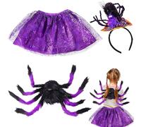 AZIDWERYQ Costume d'araignée pour enfants, Spider Jirt Spiderweb Bandband Set pour Halloween Christmas Party Cosplay