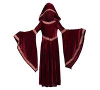 AZIDWERYQ Costume d'halloween Femmes, Femmes médiévales Red Riding Hood Cap Retro Court Vampire Witch Costume pour Halloween Party S Tenues