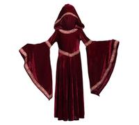 AZIDWERYQ Costume d'Halloween Femmes, femmes médiévales Red Riding Hood Cap Retro Court Vampire Witch Costume pour Halloween Party M tenues