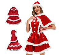 AZIDWERYQ Costumes de Noël pour femmes Robe de Noël avec châle Tenues Père sexy pour femmes Cosplay, robe XL