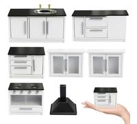 AZIDWERYQ Cuisine de Maison de poupée, 7 pièces/Ensemble 1 12 Meubles Maison poupée en Bois, Ensemble Meubles d'accessoires Miniature Simulation