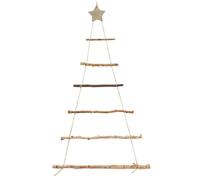 AZIDWERYQ Échelle de Bois Arbre de Noël avec Topper étoile 36x21In Arbre Noël Suspendu 7 Couches Triangular DIY Friendly Mur, Pas d'ornements, Style 2