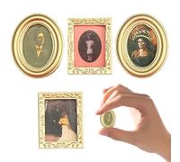 AZIDWERYQ Ensemble de 4 Cadres Photo pour Maison de poupée, Images murales d'art Victorien, Accessoires à l'échelle 1/12, peintures imprimées, Cadres dorés, Ensemble Meubles Maison poupée pour Salon