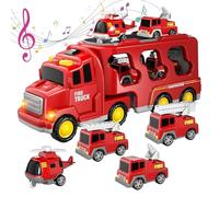 AZIDWERYQ Fire Truck Toy 7pcs / Set Simulation Pull Back Light Sound Fire Engine Toys Incluant Les Jouets de Secours Sprinkler Ladder