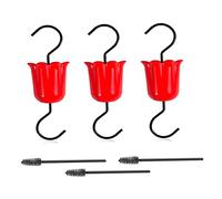 AZIDWERYQ Garde-Fourmis pour mangeoire à colibris Crochet de douve de Fourmi avec Brosse Accessoire mangeoire à Oiseaux pour Oriole extérieur 3 Ensembles Douve Colibri Rouge