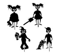 AZIDWERYQ Halloween Little Devil Silhouette Effrayant Les Enfants de Jardin en métal décorations de Statues 4pcs Effrayant Les Enfants Silhouette