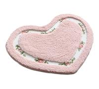 AZIDWERYQ Joli Tapis de Salle de Bain en Forme cœur Rose Florale, Tapis à Poils Longs Super Doux, décoration Sol, idéal pour la Cuisine, Le Salon, Les Toilettes