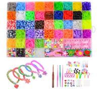 AZIDWERYQ Kit de Fabrication de Bracelet élastique 3500+ Bandes Caoutchouc Le kit Bracelet Comprend des Clips Crochets Crochet Diverses Perles Plus Bricolage créatif Noël Crafts pour Les Enfants