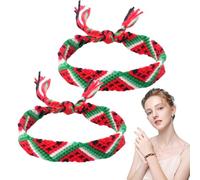 AZIDWERYQ Lot de 2 bracelets palestiniens tressés en coton doux de 14 cm, réglables à la main, colorés, pour femmes, filles, fête, festival, amitié