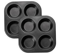 AZIDWERYQ Lot de 2 moules à muffins pour friteuse à air, petit moule muffins antiadhésif 4 cavités, mini moules cupcakes en acier au carbone faciles nettoyer pour friteuse air de comptoir, grille-p