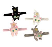 AZIDWERYQ Lot de 4 Bracelets à gifle en Forme d'animaux 9.1 en Peluche avec Chat Mignon, Jouets en Peluche Portables et légers pour Enfants, Cadeaux de fête d'anniversaire pour Enfants